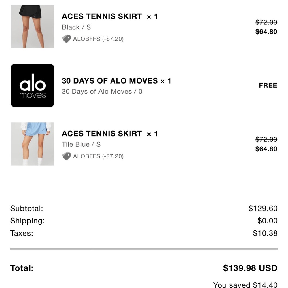 ALO Yoga Light Blue Pleated Tennis Skirt - Picture 2 of 6